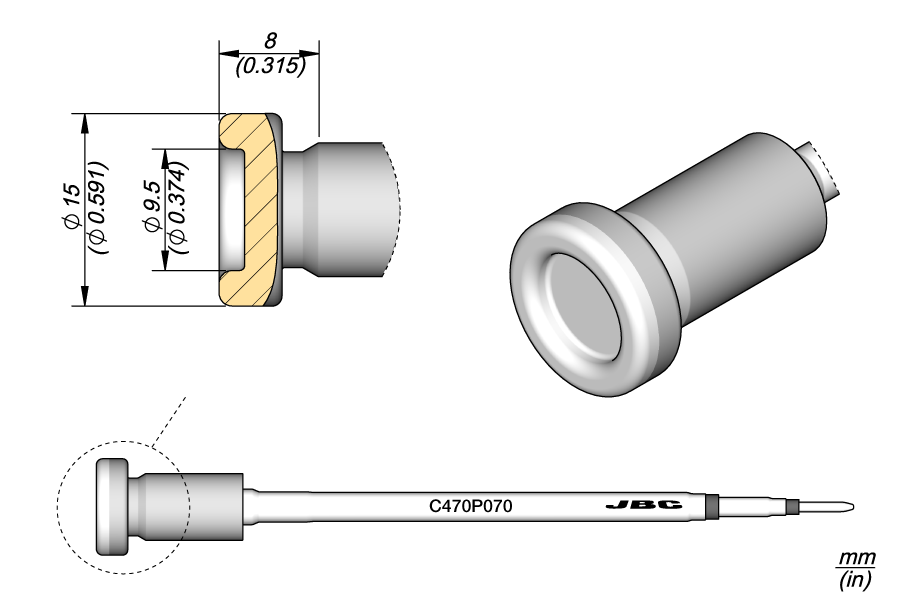 C470P070 - Pin / Connector Cartridge Ø 15